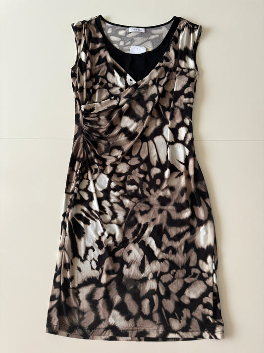 Vestido drapeado animal print, Talla M, Mujer