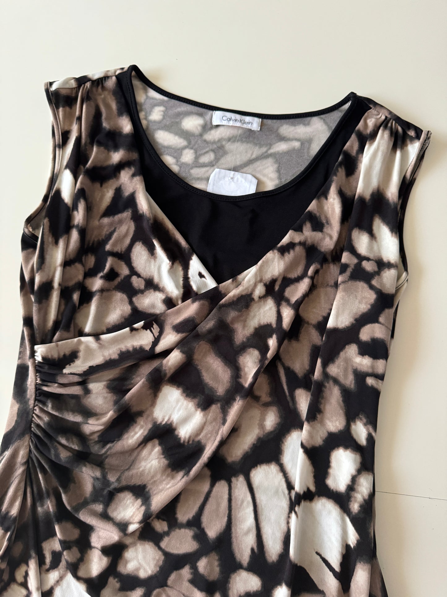 Vestido drapeado animal print, Talla M, Mujer