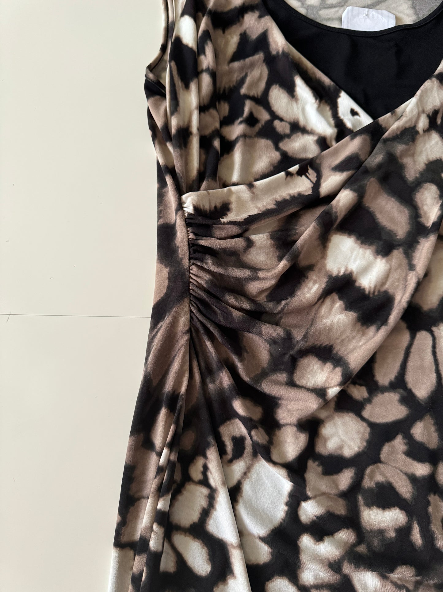 Vestido drapeado animal print, Talla M, Mujer