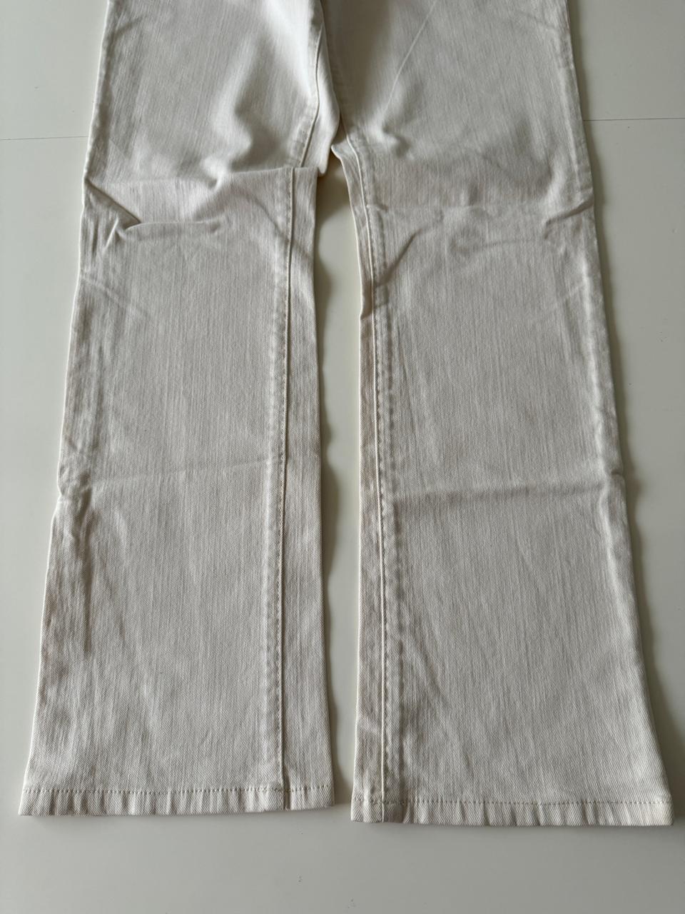 Jeans beige, medium rise, Talla 10, L, Mujer