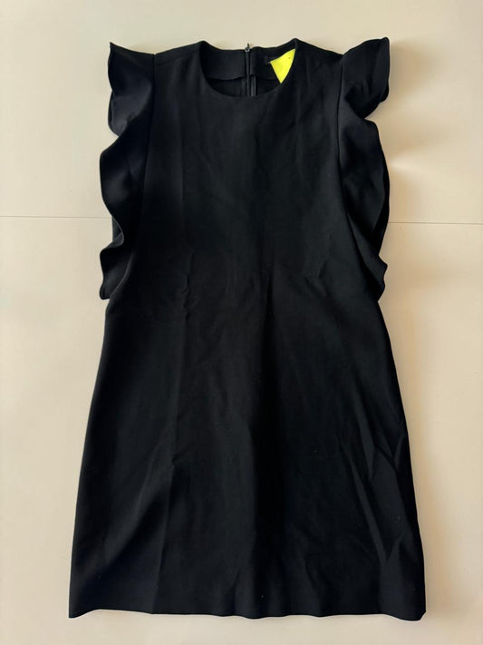 Vestido negro con escarolas, Talla XS, 24, Mujer