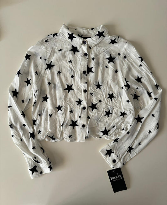 Camisa corta estampada, Talla M, Mujer