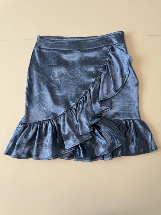 Falda metalica celeste, Talla M, Mujer