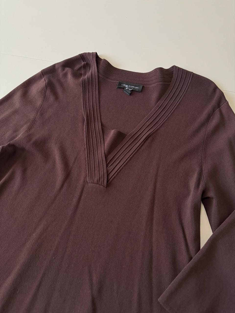 Blusa de punto cafe, Talla S/M, Mujer