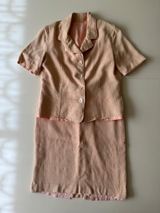 Cordinado salmón, Talla S, Mujer
