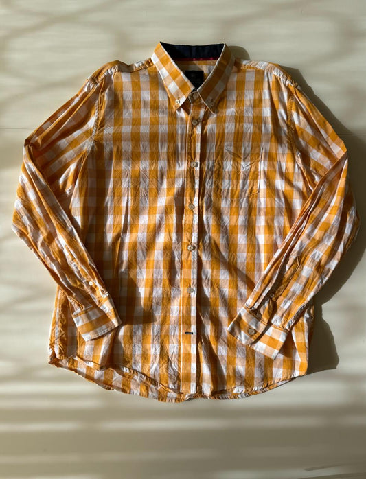 Camisa de cuadros amarilla, Talla XXL, Hombre