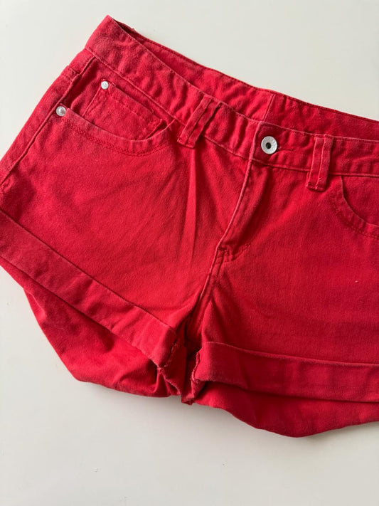 Shorts de mezclilla rojos, Talla 6, M, Mujer