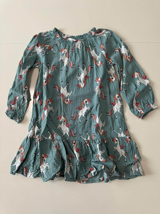 Vestido estampado de unicornios, Talla 6-7 años, Niña