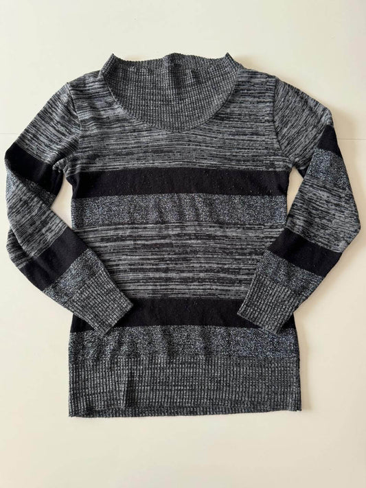 Sweter gris con hilos plateados, Talla M, Mujer