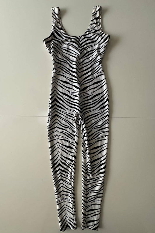 Unitardo estampado de zebra, Talla S/M, Mujer