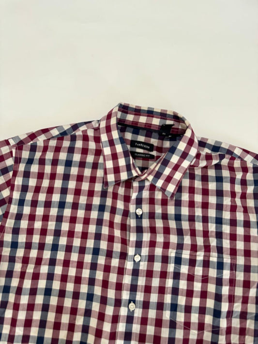 Camisa de cuadros, manga corta, Talla XL, 17-17.5 cuello, Hombre, VanHeusen