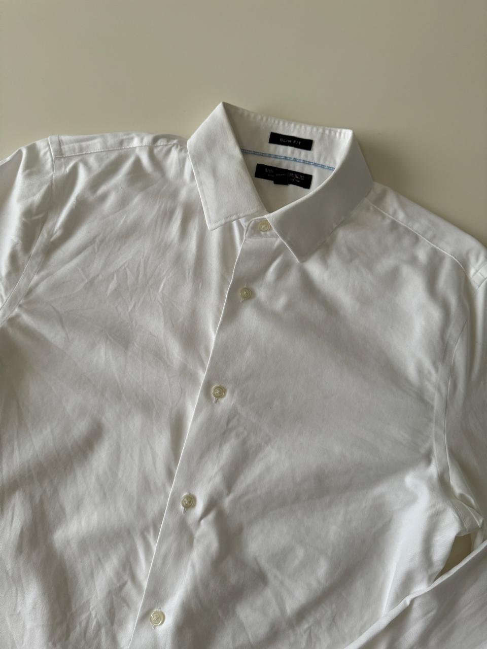 Camisa blanca de vestir, Talla M, Slim Fit, Hombre