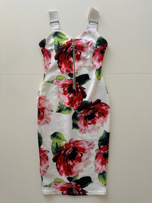 Vestido ajustado, estampado flores, Talla S, Mujer