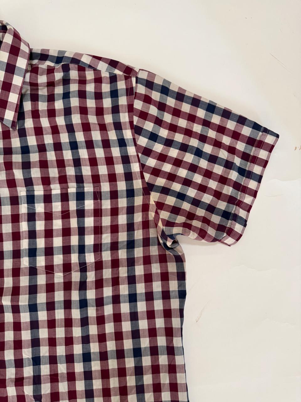 Camisa de cuadros, manga corta, Talla XL, 17-17.5 cuello, Hombre, VanHeusen