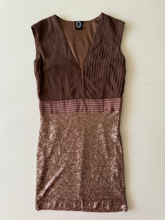 Vestido cafe de cocktail con falda stretch, Talla M, Mujer