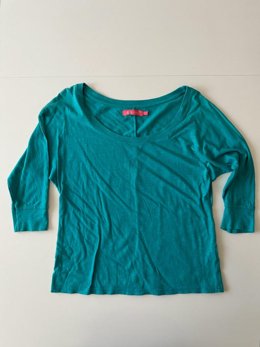 Playera 3/4 aqua, Talla XS, Mujer