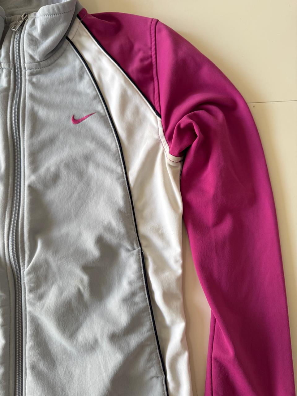 Sudadera deportiva Y2k rosa con gris, Talla S, Mujer, Nike