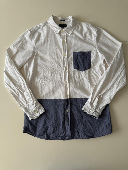 Camisa bicolor, manga larga, Talla M, Slim Fit, Hombre