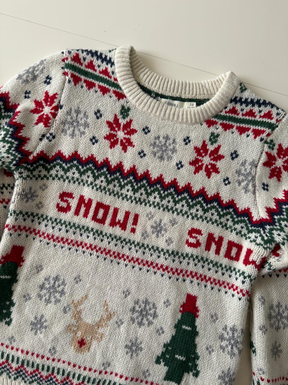 Sweter fair isle navideño, Talla 7-8 años, Niña, Niño