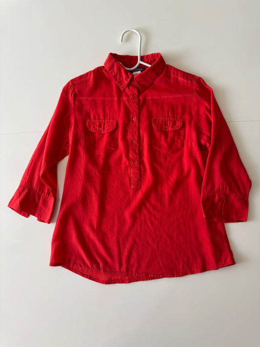 Camisa roja de algodón, Talla L, Slim Fit, Mujer, Locura