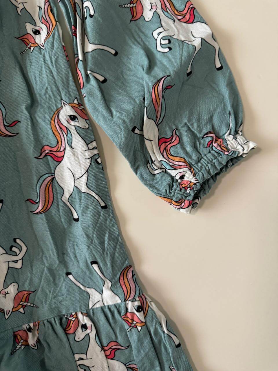 Vestido estampado de unicornios, Talla 6-7 años, Niña