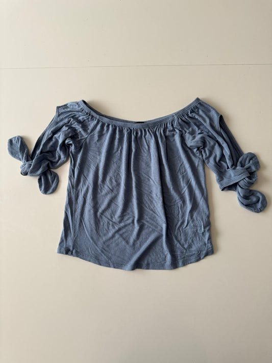 Blusa sin hombros celeste, Talla 7-8 años, Niña