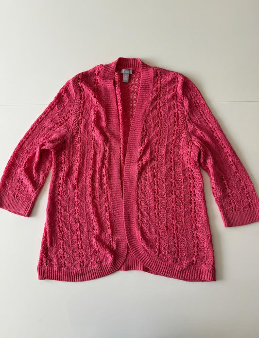 Cardigan tejido rosa, Talla L, Mujer