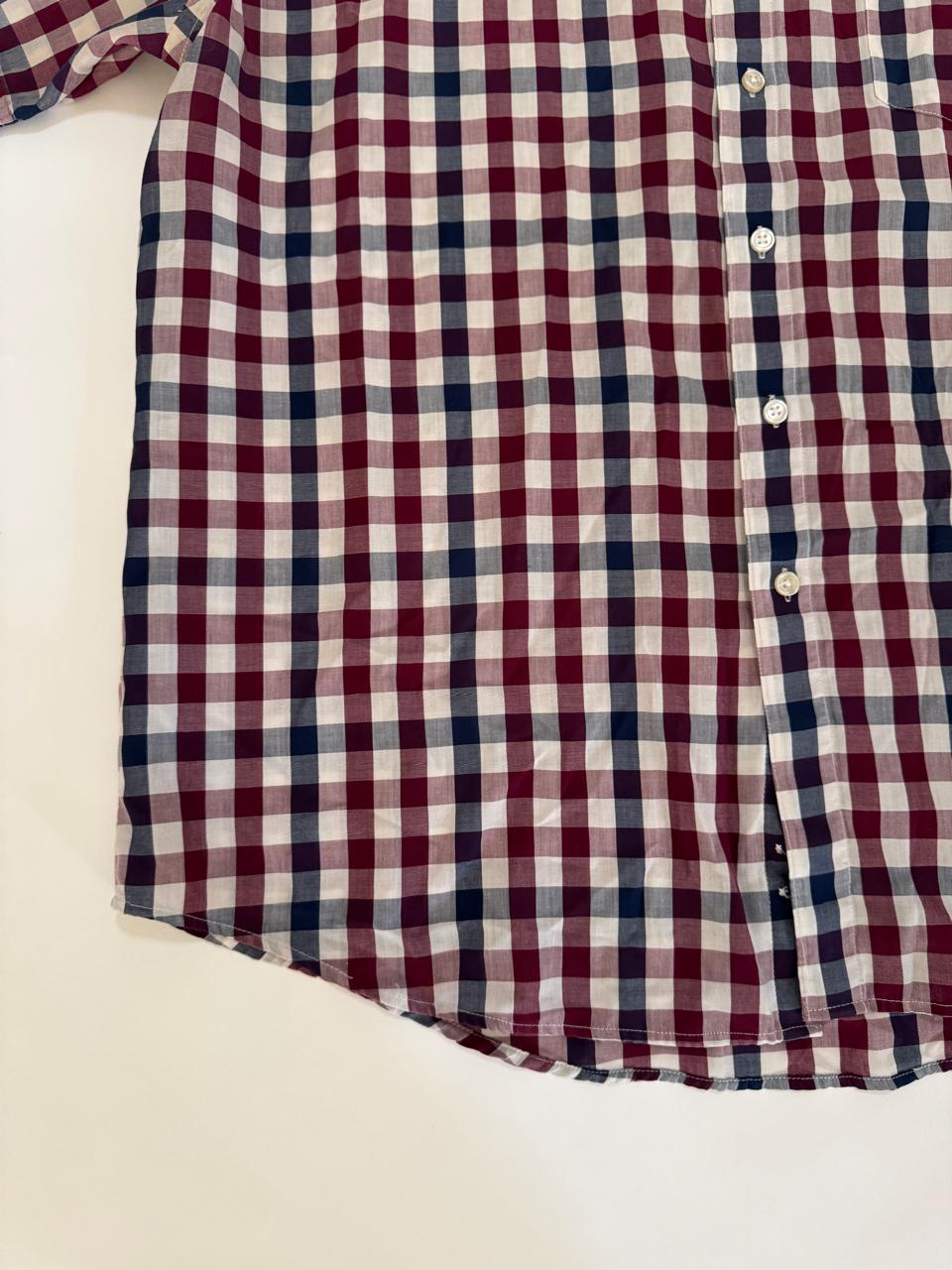 Camisa de cuadros, manga corta, Talla XL, 17-17.5 cuello, Hombre, VanHeusen