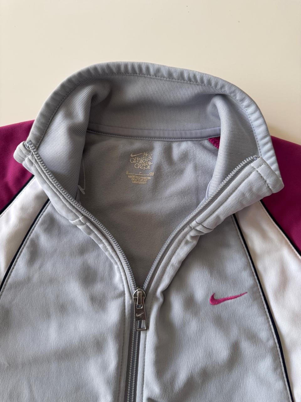 Sudadera deportiva Y2k rosa con gris, Talla S, Mujer, Nike