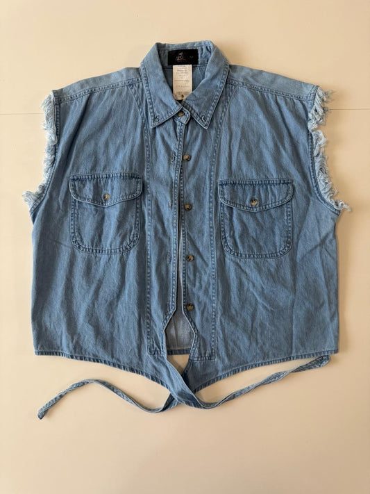 Camisa de mezclilla recortada, Talla M, Mujer, Misesny