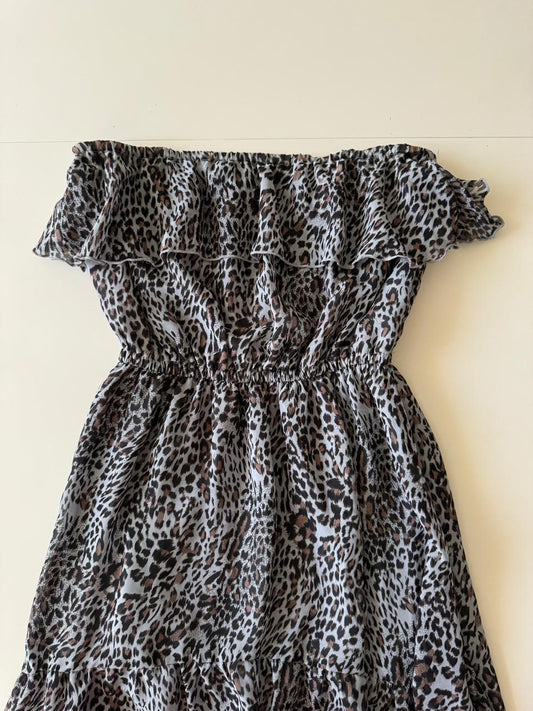 Vestido animal print asimetrico, Talla S, Mujer