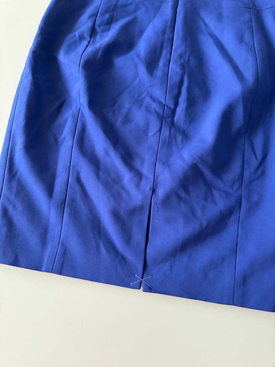 Falda recta azul, Talla 00, Xs, Mujer