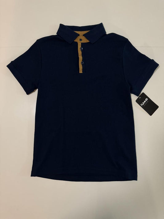 Polo con ribetes cafes, Talla S, Corte slim, Hombre