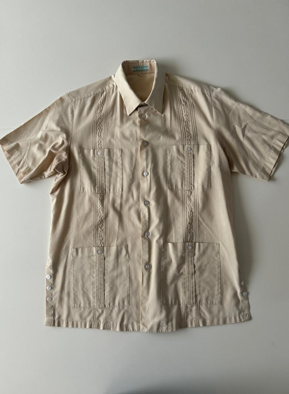 Guayabera beige, Talla M, Hombre