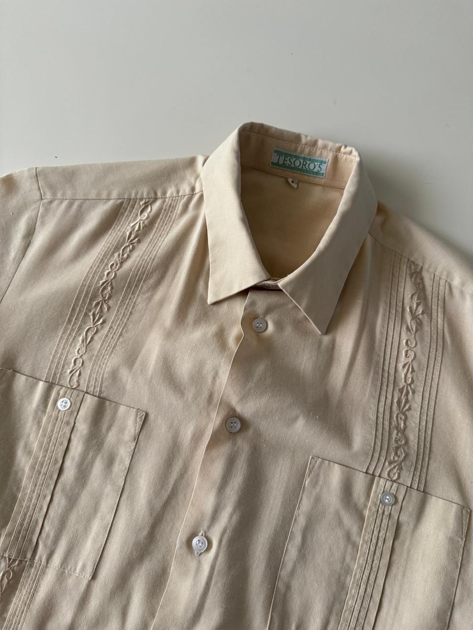 Guayabera beige, Talla M, Hombre