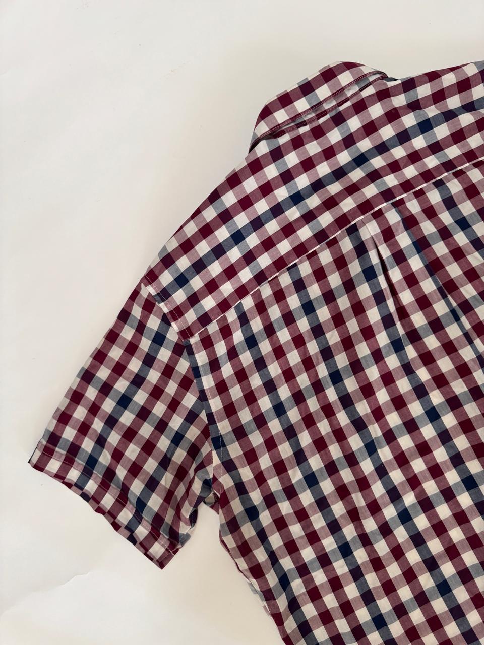 Camisa de cuadros, manga corta, Talla XL, 17-17.5 cuello, Hombre, VanHeusen
