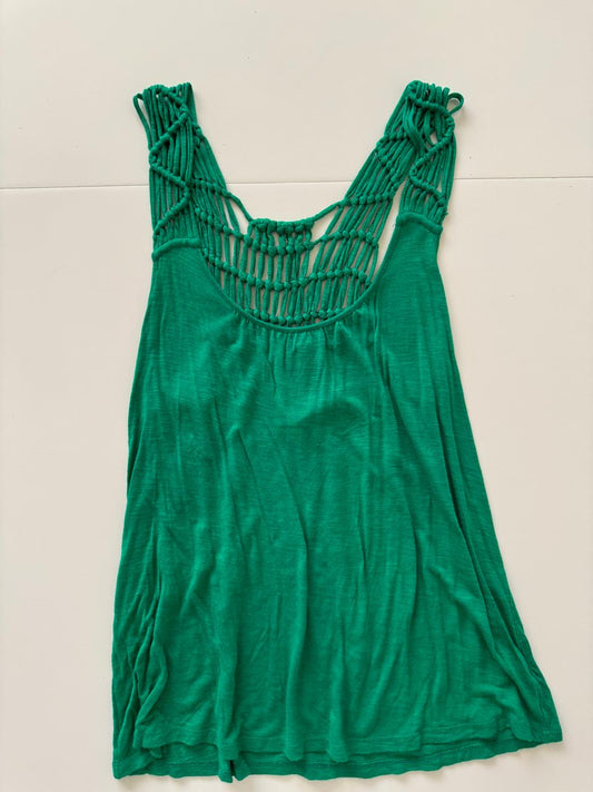 Tank Verde con tirantes tejidos, Talla S, Mujer