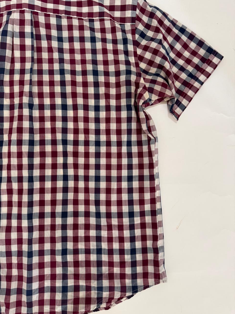 Camisa de cuadros, manga corta, Talla XL, 17-17.5 cuello, Hombre, VanHeusen