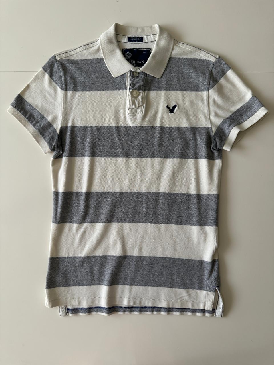 Polo a rayas grises, Talla XS, Athletic Fit, Hombre