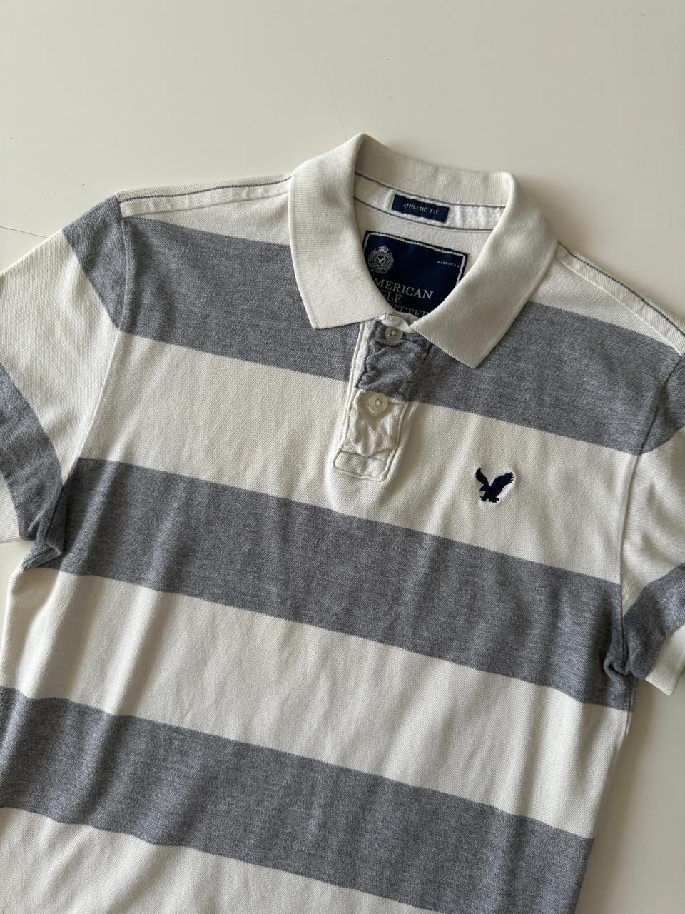 Polo a rayas grises, Talla XS, Athletic Fit, Hombre