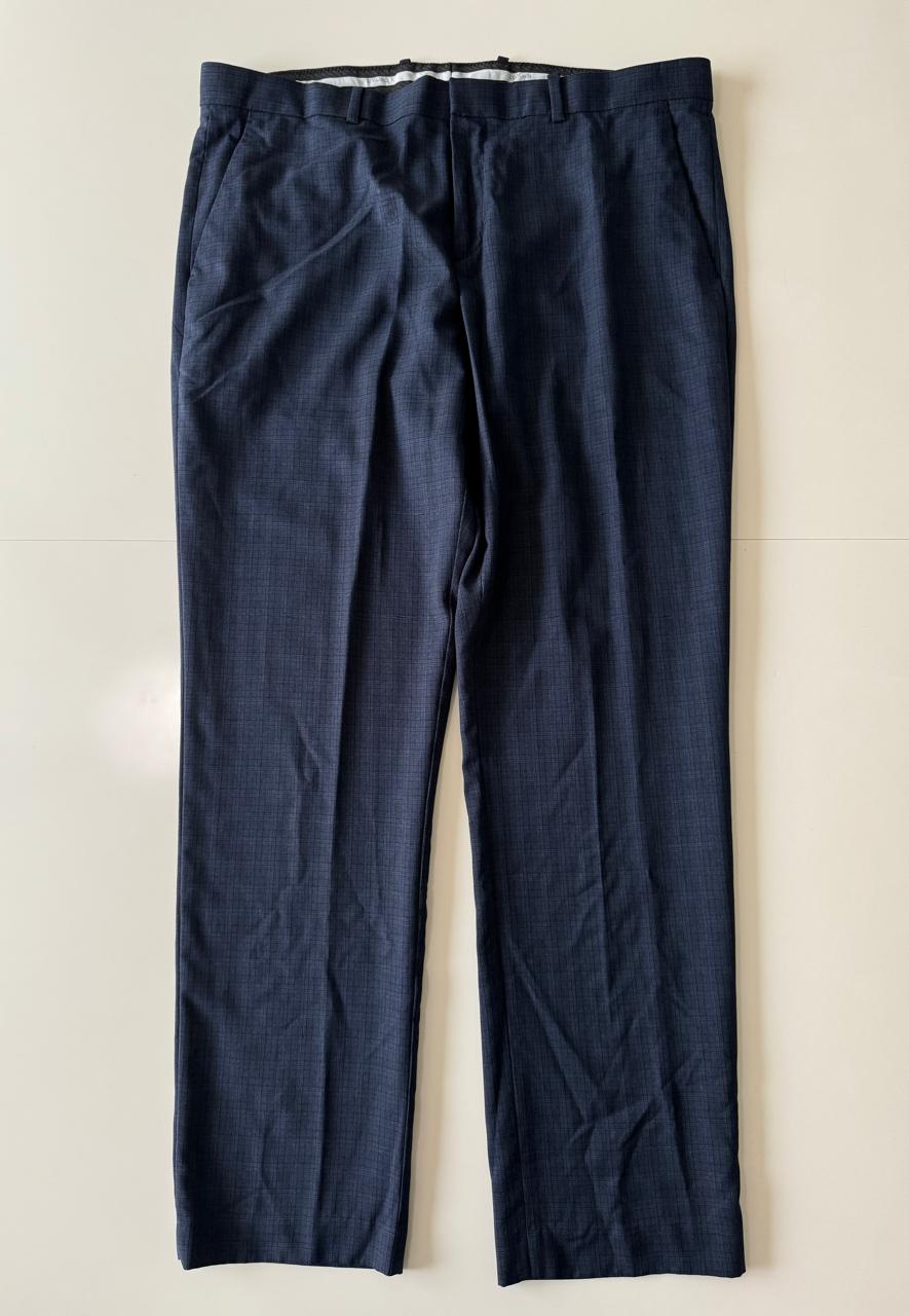 Pantalones de vestir de cuadros azul, Talla 38, Hombre