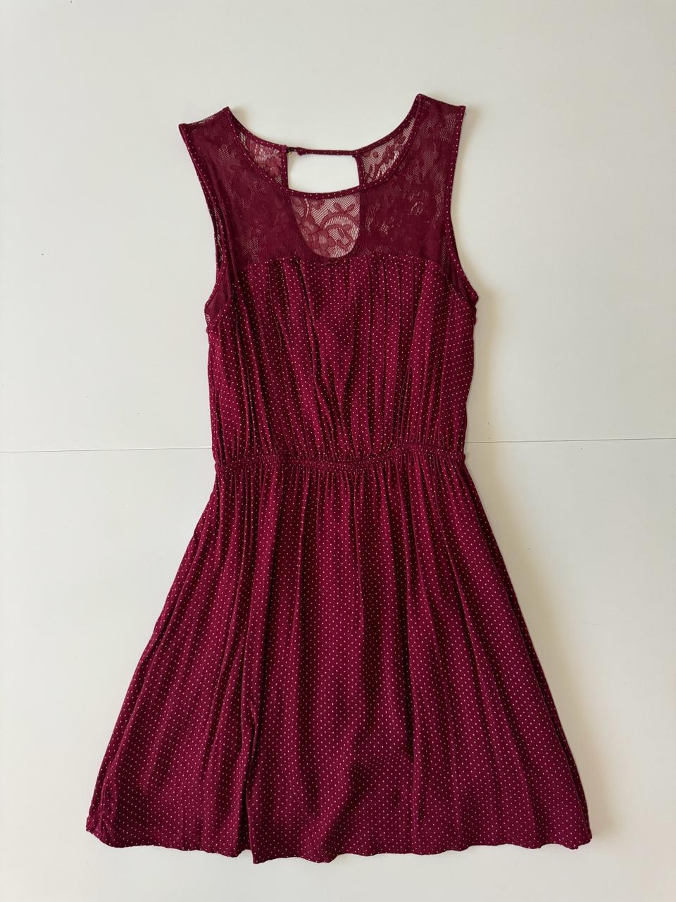 Vestido lunares vino, Talla M, Mujer