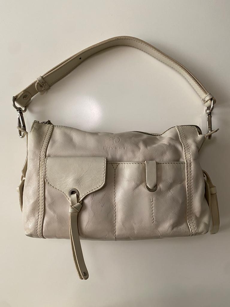 Bolsa beige de piel, Mujer