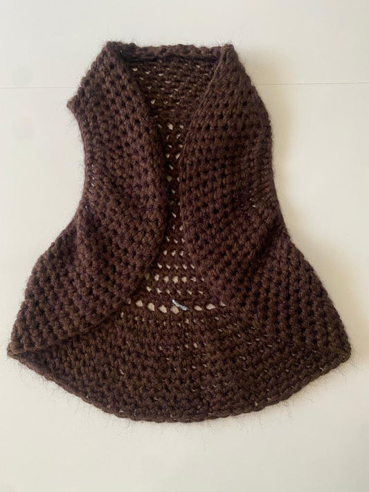 Chaleco tejido cafe, Talla S, Mujer