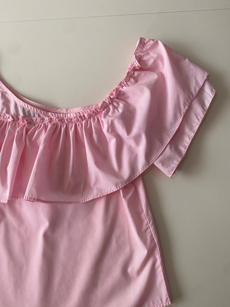 Blusa campesina rosa, Talla S, Mujer