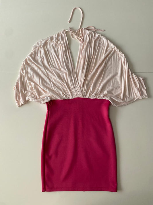 Vestido bicolor rosa, Talla M, Mujer