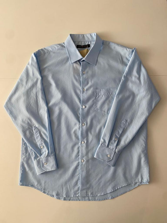 Camisa celeste de vestir, Talla Cuello 17.5, Manga 32-33, L, Hombre