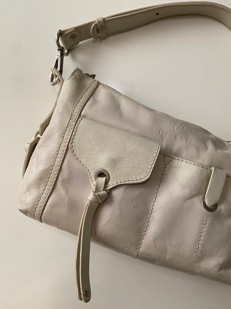 Bolsa beige de piel, Mujer