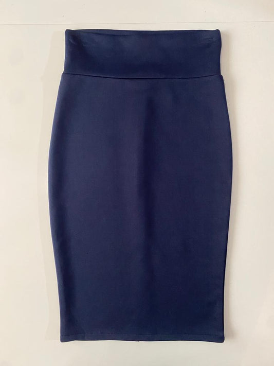 Falda stretch azul marino, Talla S, Mujer