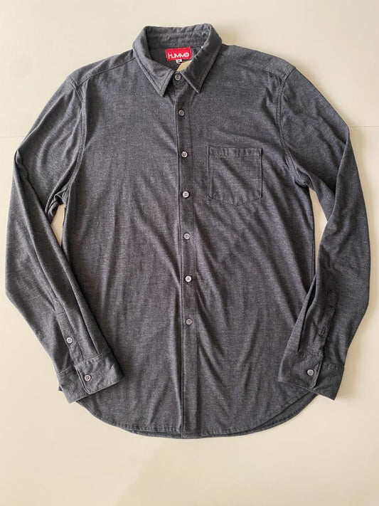 Camisa manga larga gris de botones, Talla M, Hombre
